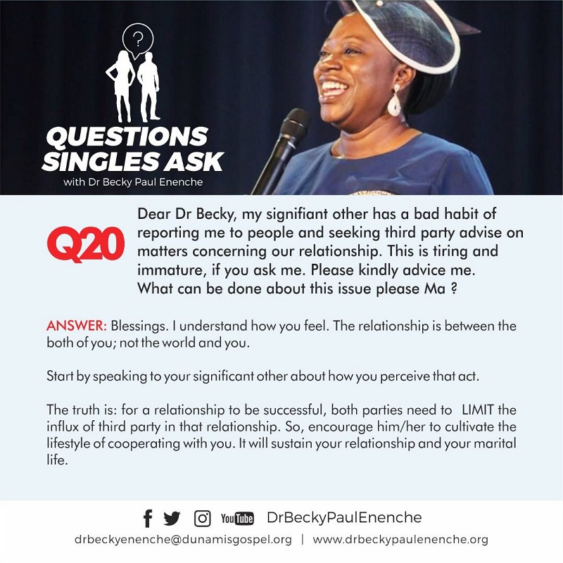 Singles ask Dr Becky Enenche