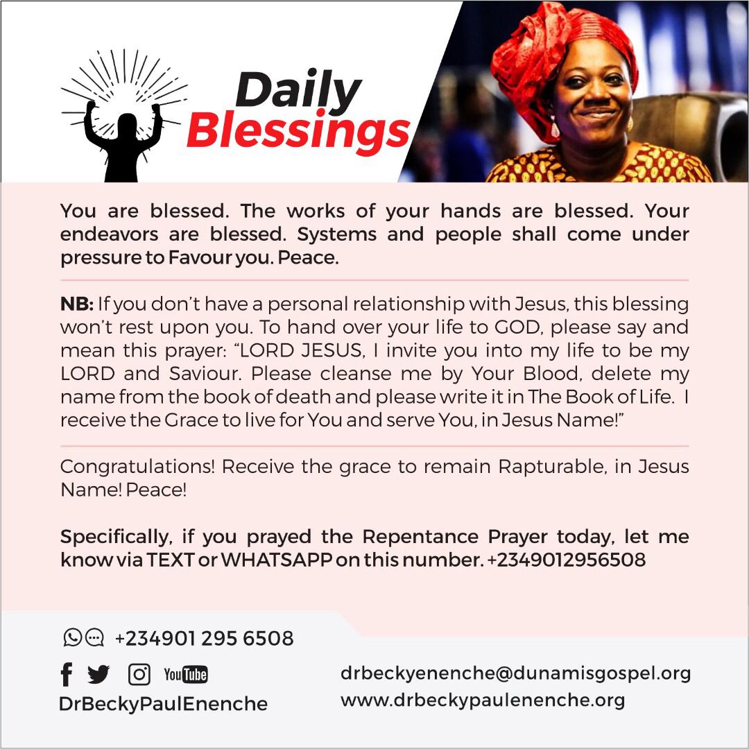 DAILY BLESSING DR BECKY PAUL ENENCHE