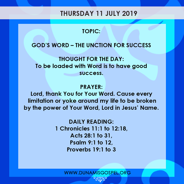 Seeds Of Destiny 11 July 2019 GOD’S WORD