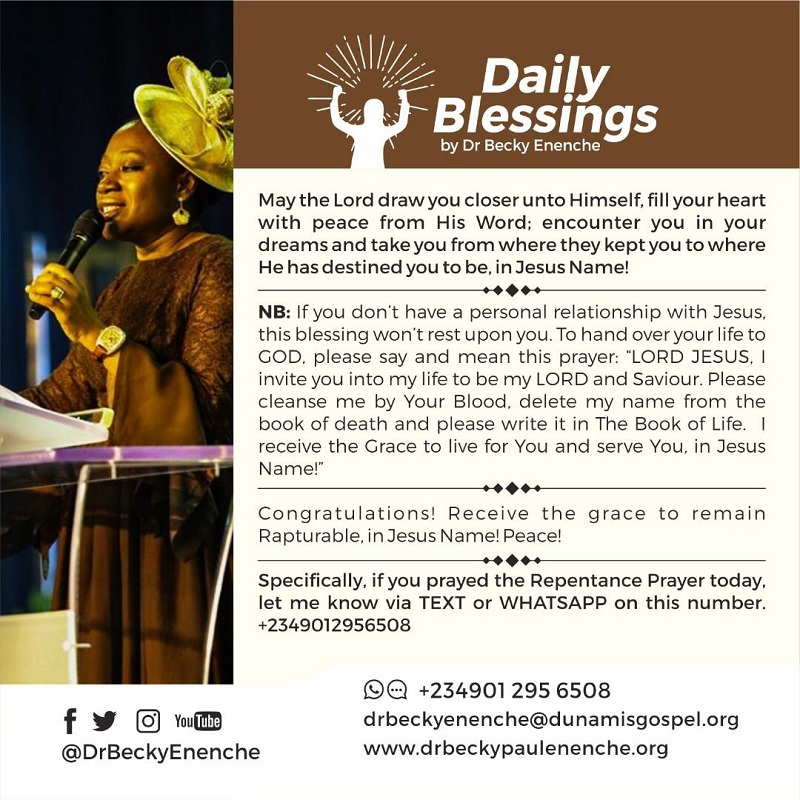 Today’s Daily Blessings By Mummy Dr Becky Paul Enenche