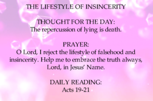 Seeds Of Destiny 11 November 2020 THE LIFESTYLE OF INSINCERITY