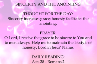 Seeds Of Destiny 14 November 2020 SINCERITY AND THE ANOINTING